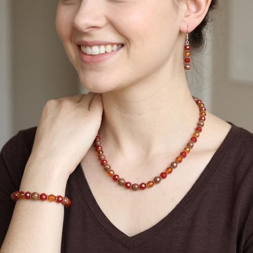 Set de collar, pendientes, pulsera y anillo ajustable cristal ámbar Avalaya 2