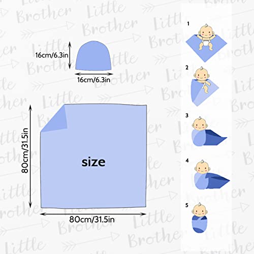 Newborn Swaddle Blanket With Beanie Set,Soft Stretchy Blanket For 0-3 Months Baby Boys And Girls (Brother) #TOP2