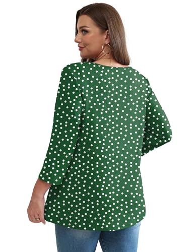 Image of OFEEFAN 3 /4 Length Sleeve Womens Tops 2026 Blouses for Women Dressy Casual Fashion Clothing V Neck Babydoll Tops Fall Outfits