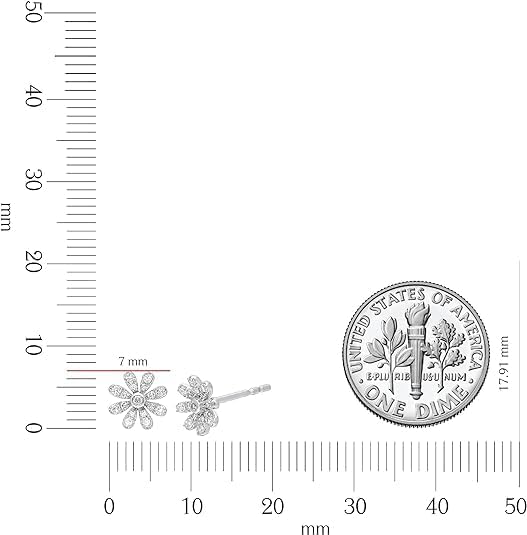 DISENO Floral Shaped Diamond Stud Earrings for Women – 10K White Gold – 1/5 Carat Natural Diamonds (F-G, SI1-SI2) – Fine Jewelry Gift for Birthdays, Weddings, Valentine's Day - Image 6