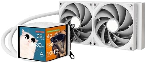 TRYX Panorama 280 White 280mm AIO 6.67'' AMOLED L-Shaped Screen 3D Anamorphic Effect Display Customizable AIO Cooler 280mm 8th Gen Asetek Pump 300w TDP ROTA PRO 140mm Fan LGA 1700/1200/115X AM5/AM4