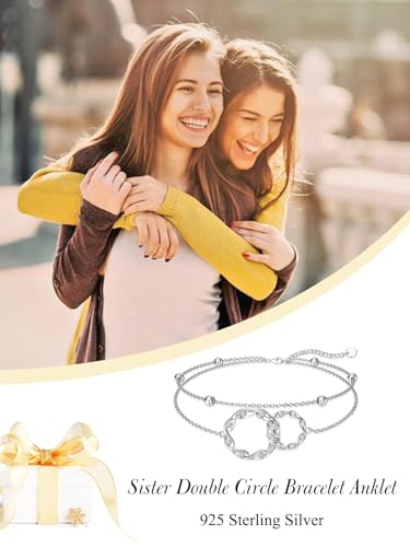 Image of 925 Sterling Silver Layered Ankle Bracelets for Women Jewelry Gifts | 925 Sterling Silver Layered Sea Turtles /Elephant /Wave Anklet Animal Bracelet Summer Ocean Beach Jewelry Gifts for Women