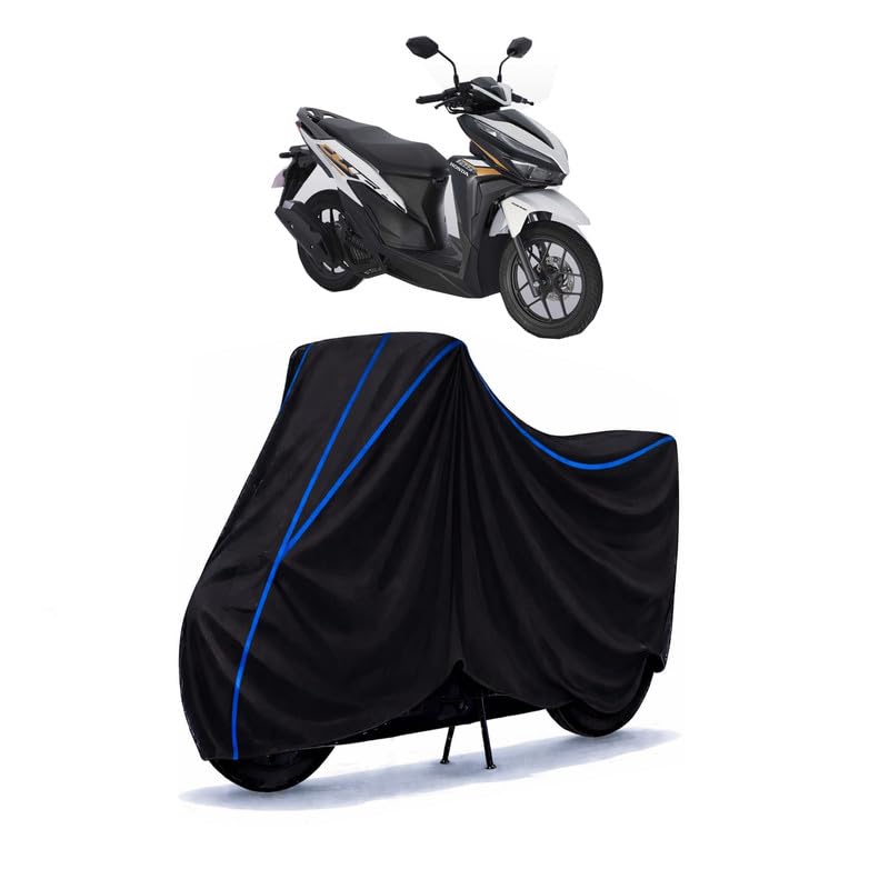 Image of Scooty Cover Water Resistant for Click 125i | Universal Scooter & Bike Cover | Heavy Duty UV Dust, Rain & Scratch Protection Weather Indoor Outdoor | Black with Blue Piping
