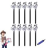 Caballo inflable, bonito globo de varilla de cabeza de caballo, decoración colorida de fiesta de vaquero y vaquera, divertido caballo de juguete con mango para cumpleaños, baby shower y fiesta de