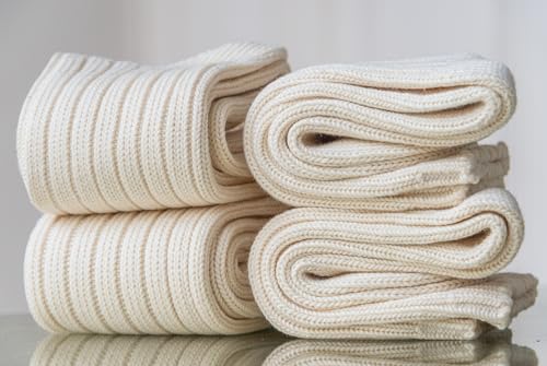 Thick Knit Natural 97% Cotton Crew Socks, All-Cotton Cozy Vintage Casual Socks for Men Women4