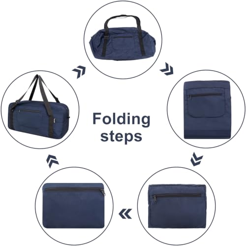 Image of HOLYLUCK Foldable Travel Duffel Bag For Women & Men Luggage Great for Gym - large navy blue