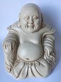 Eurofusioni Fat Buddha Lucky Charm figurka talizman dla bogactwa i dobrobytu - Śmiejący się Budda, mały ręcznie malowany statuetka z żywicy - wys. 11 cm