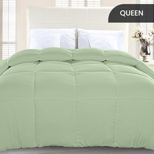 Utopia Bedding Comforter Duvet Insert, Quilted Comforter with Corner Tabs, Box Stitched Down Alternative Comforters Queen Size (Sage Green)