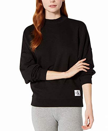 Calvin Klein Women's Monogram Lounge Sweatshirt Sweater, Black, XS