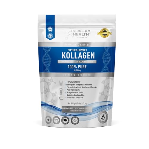 The Intelligent Health Hydrolysiertes Collagen Pulver vom Grasgefütterten Rind - Nicht Aromatisiertes Kollagen Pulver - Collagen Peptide für Paleo & Keto Diät - Glutenfreies Collagenpulver (2KG)