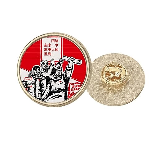 Broche Mao en métal doré rouge taille M pour veste et chapeau retro