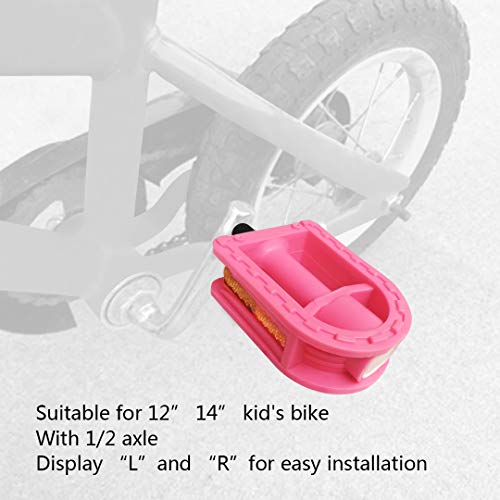 Upgraded Kid's Bike Pedal 1/2-Inch Bike Pedals 1 Pair Kids Spindle Pedals Resin Fit 12" 14" Youth Bikes (Pink) #TOP1