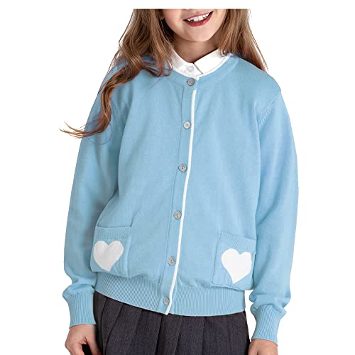 Kid Nation Girls' Cute Cardigan with Heart Pockets
