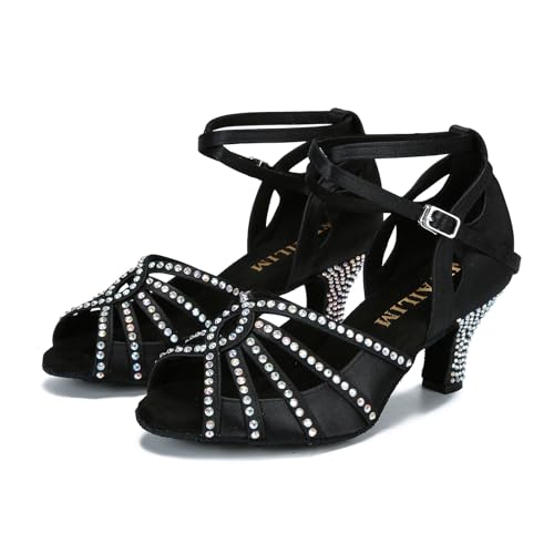 Ballroom Rhinestone Dance Shoes Women Latin Salsa Bachata Social Dancing Sandals L6885 5