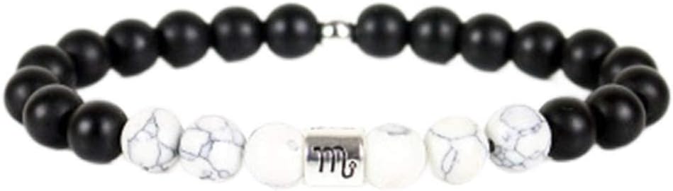 12 Constellation Zodiac Beaded Scorpio Bracelet Couple Distance Bracelets Lava Stone Beads Handmade Stretch Healing Yoga Beads Bracelets for Friendship (Scorpio)