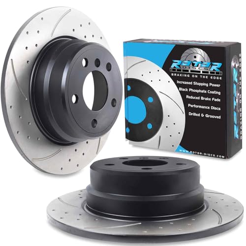 Direnza Rear Drilled Grooved 324mm Brake Discs Compatible with BMW X5 E53 00-06