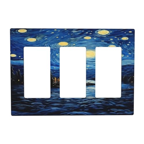 Nursery Decorative Decorative Covers Wall Plate Abstract Starry Sky 3 Gang Rocker Triple Outlet Wall Plate Switchplate Cover Faceplate Gfci Light Switch Covers