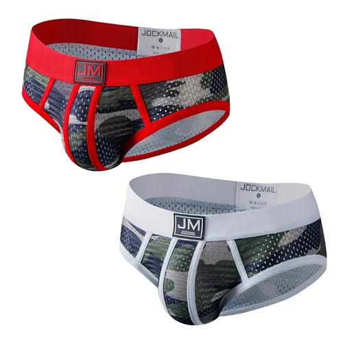 JOCKMAIL Men's Underwear Briefs Men's Sexy Briefs Breathable Comfortable Mesh Underwear Men's Low Rise Briefs
