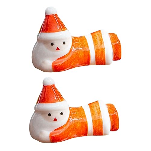COHEALI 1セット サンタ箸置き ミニ箸置き セラミック箸立て クリスマステーブルサプライ フォークホルダー ディナースプーンスタンド 和風箸立て クリスマス箸置き セラ 赤 2個