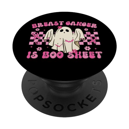 Breast Cancer Is Boo Hoja Divertida Retro Vintage Fantasma PopSockets PopGrip Intercambiable