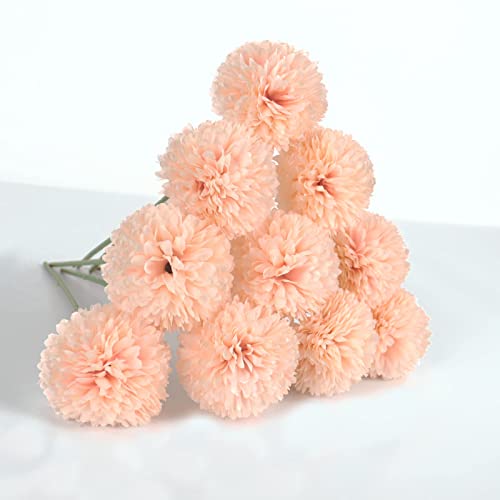 Künstliche Blumen Chrysanthemen Ball Blumen Bouquet 10 Stück künstliche Blumen für Wendding Zuhause Party Büro Dekoration (Rosa) Cover