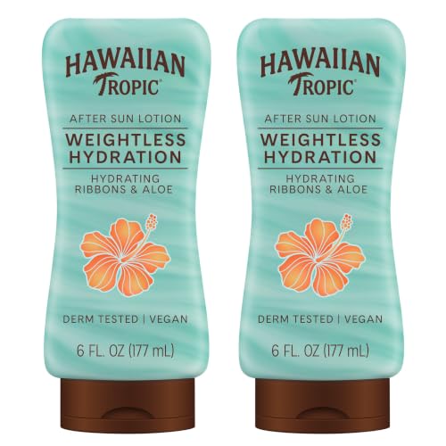 Hawaiian Tropic Weightless Hydration After Sun Lotion with Aloe, 6Fl Oz Twin Pack, Hawaiian Tropic Lotion, Moisturizing Lotion, After Sun Care, After Sun Moisturizer, 6Fl Oz each