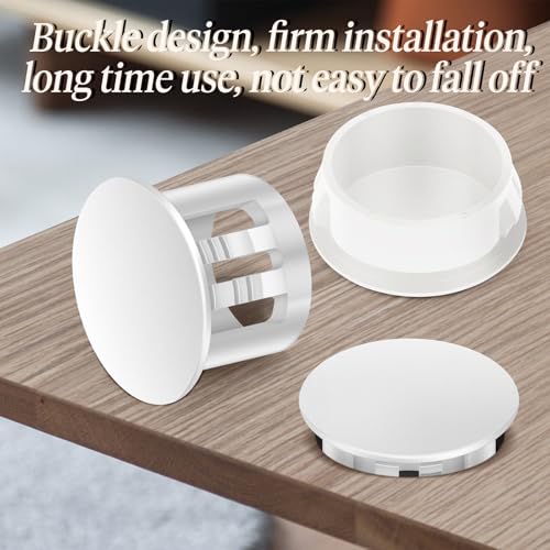 Image of 200PCS 1 /2 inch Plastic Plugs Hole, White Round PA66 Plug Furniture Hole Decorative Cover