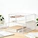 Prsildan Acrylic Drawer Makeup Organizer with 4 Drawers, Set of 2 Office Desk Organizers Accessories, Clear Stackable Storage Drawers for Vanity, Countertop, Craft, Jewelry, Art Supply Organization