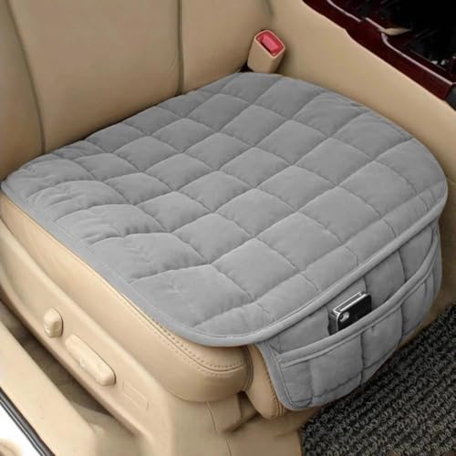Image of Breathable Car Seat Cushion Cover Set with Memory Foam Padding & Storage Pouch - Universal Anti-Slip Front and Rear Seat Protector Mat for Cars, SUVs and Sedans (Grey Combo)