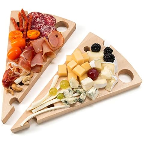 Cheese boards - Wood charcuterie board 2 in set - Serving Tray - Platters for serving Wine, Cheese, Meat - Serving dishes for entertaining - Natural Wooden Plates - Appetizer tray - Cheese Gift set Cover