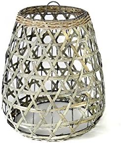 Vagabond Vintage, Small Chipped Wood Hanging Pendant Shade in Grey Wash