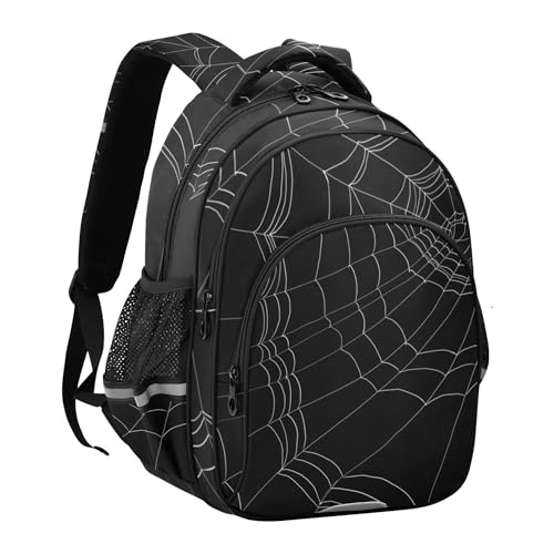 Spiders Cobweb Halloween Backpack for School Book Bag Tablet Laptop Backpack Work Travel Bag with Reflective Stripes2