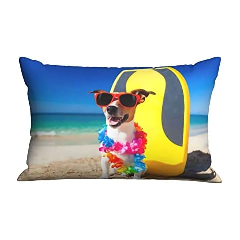 Ksodgun Pillowcase,Dogs Funny Jack Russell Terrier Glasses Rectangle Throw Pillow Cover, Cushion Case Pillow Protector With Zipper 50x76 CM Cover