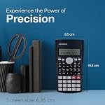 Merangue Scientific Calculator, 10-Digit Engineering and Financial Calculator with 2-Line Display, Easy-to-Use Calculator with Ergonomic Grip and Protective Case, Gray