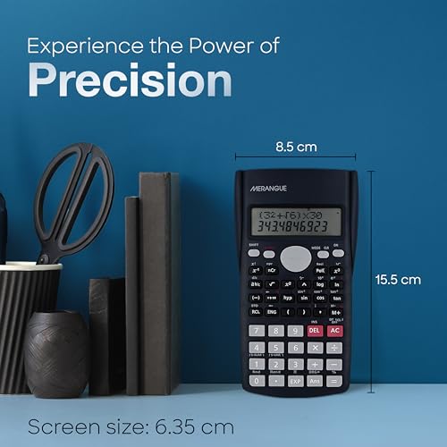 Merangue Scientific Calculator, 10-Digit Engineering and Financial Calculator with 2-Line Display, Easy-to-Use Calculator with Ergonomic Grip and Protective Case, Gray image 5