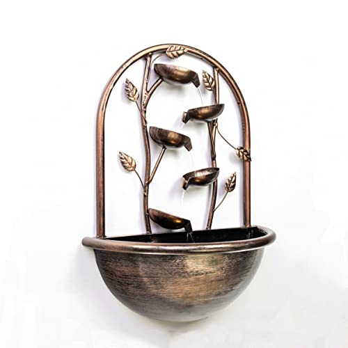 LQSSA Fontaine d'eau de Jardin extérieure H55 cm, Fontaine Murale à Feuilles en Cascade avec lumières, Cascades sur Pied, fontaines pour la Maison et la Cour Decoration