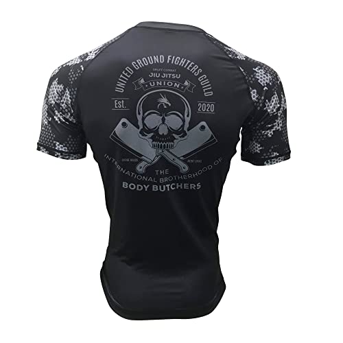 Gruff Combat BJJ Rash Guards Grappling MMA Jiu Jitsu No Gi UFC Shirt Fight Wear, Short Sleeves