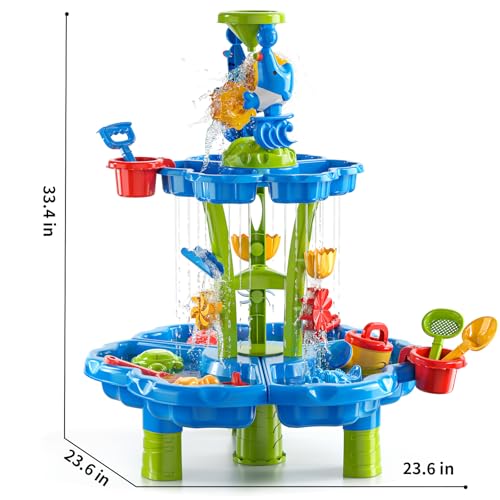 JUKUDAHU Kinder-Blumen-Wassertisch für Kinder 3-8 Jahre – Sensorisches Aktivitätsspielset, Sommer-Spielzeug, Outdoor-Sand- und Wassertisch, Sensorische Spielzeuge für Jungen und Mädchen 3-8 Jahre