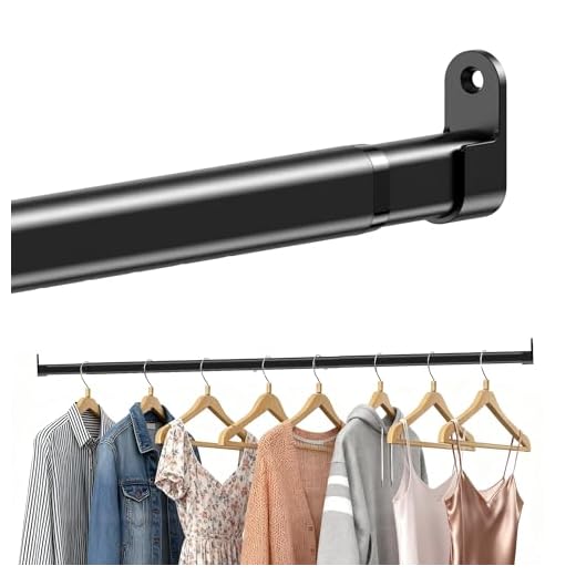 Kleiderstange für Schrank, Schwarz Oval, 25mm Garderobenstange Wand Ausziehbar mit 2 Halterung, für Kleiderschrank, Fenster,43-101cm