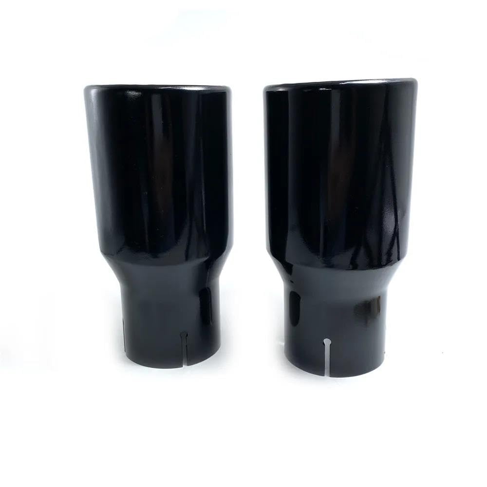 Terminale di Scarico Universale 2.5 "Aspirazione Punta Scarico Tubo Coda Silenziatore Ugello In Acciaio Inox Smussato Vernice Cottura Completa Nero Posteriore Coda Gola(63MM IN-76MM OUT)