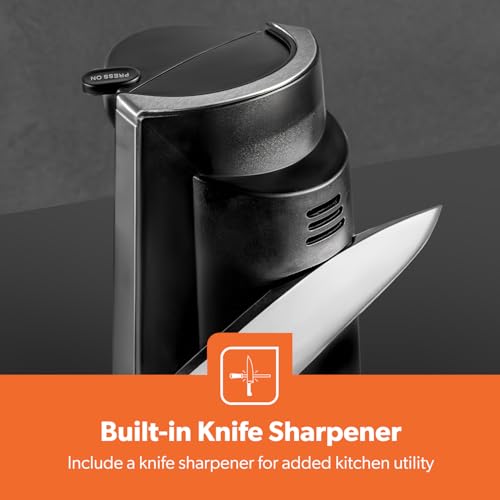 Geepas 3-in-1 Can Opener, Bottle Opener and Knife Sharpener – 3 Functional Can Opener - Cord-Storage Design - Hands Free Multifunctional Electric Tin Opener – 2 Year Warranty