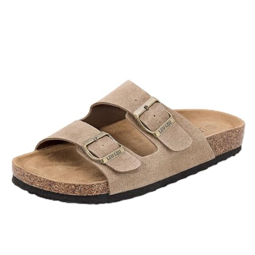 La Mejor Recopilación de Sandalias de Playa del mes. 42 Sandalias Casuales para Hombre, Pantuflas Hombre Sandalias de Unisex Sandalias Arizona Piel Grasa de Unisex Sandalias de Playa Doble Hebilla Ajustable Con Plantilla De Corcho Suave...