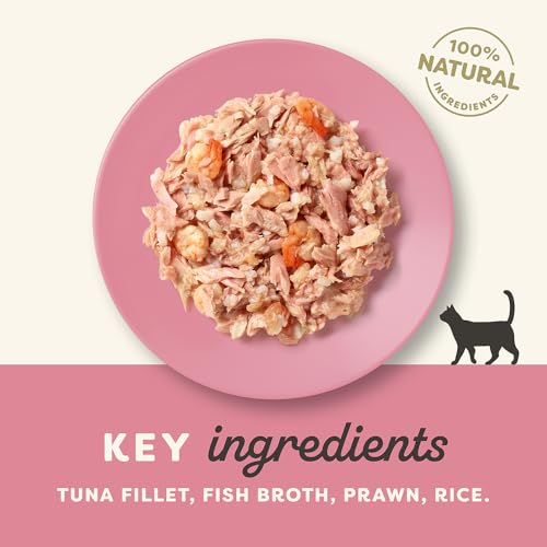 Image of Applaws Natural Premium Wet Cat Food for Adult Cats, Tuna Fillet and Prawns in Broth Pack of 4 x 70g Cans