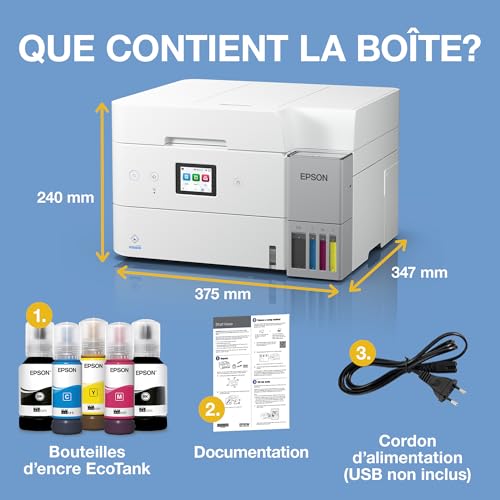 Epson Solution d’impression A4 blanche EcoTank ET-4956 avec Wi-Fi, réservoirs d’encre AirPrint, chargeur de documents, impression, numérisation, copie et fax recto verso + jusqu’à 3 ans d’encre inclus – Image 5