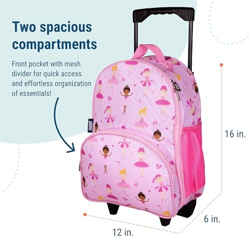 Image of Wildkin Kids 16 Inch Rolling Luggage for Boys & Girls - Lightweight Carry-On Suitcase with Telescoping Handle & Rolling Wheels for School, Travel & Overnight Trips
