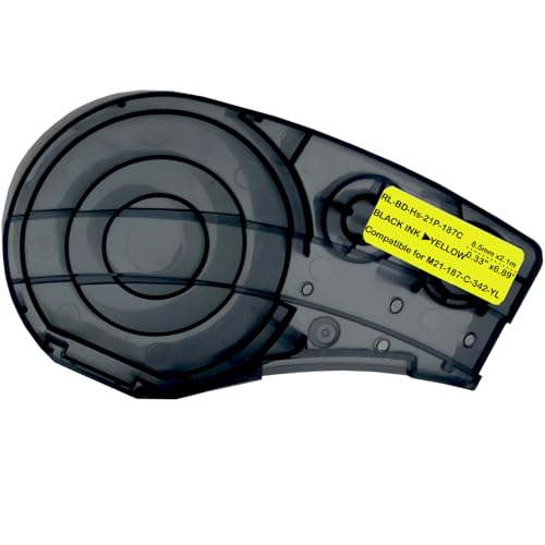 Ruban m21-187-c-342-yl thermorétractable noir sur jaune 8.5mm pour imprimante bmp21-plus m210