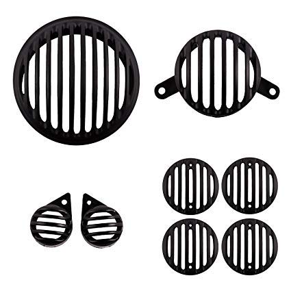 Globe Auto Parts Compatible with Bullet Motorcycle Grill for Bullet Classic 350 (Black) -Set of 8