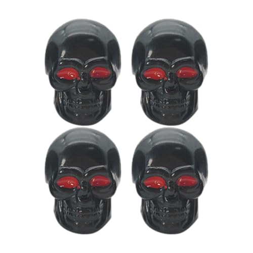 Bouchons De Valve De Pneu en Forme De Tête De Mort – 4 Bouchons De Tige De Valve De Vélo en Forme De Tête De Mort, Accessoires De Roue Durables, Faciles À Installer sur Le Véhicule | Couvercle De