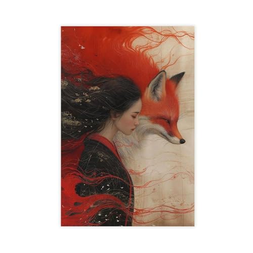 Poster mat Inari Okami déesse japonaise renards décoration murale chambre