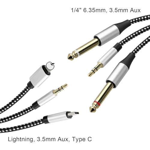 Cable Auxiliar 3.5mm a 6.35mm USB-C 2m con DAC Hi-Fi miniatura 3
